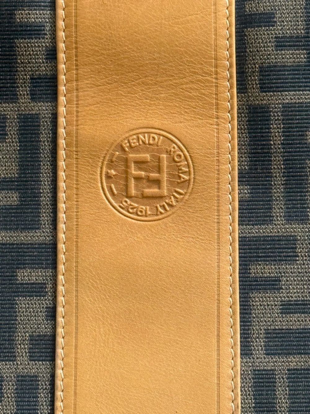 Fendi Black & Tan Zucca Fold-Over Messenger Bag - Picture 2 of 8
